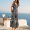 EMBROIDERED MAXI DRESS WITH GEOMETRIC DETAILING