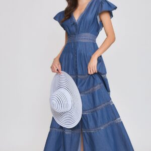 DENIM CHAMBRAY MAXI DRESS