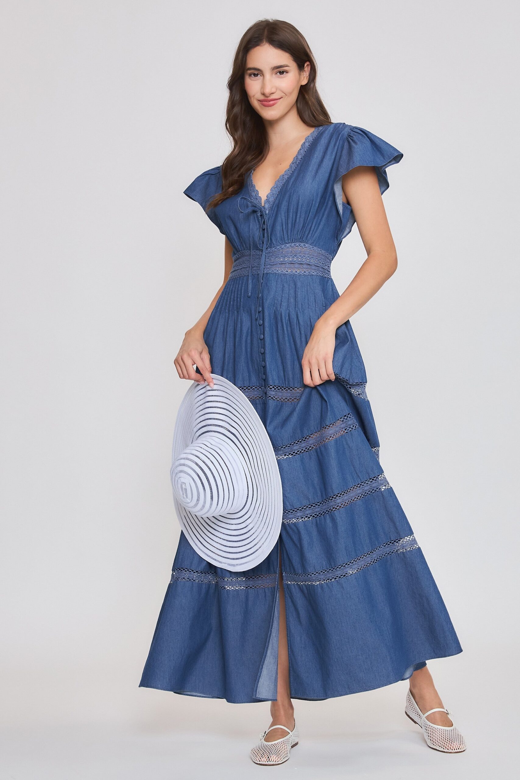 DENIM CHAMBRAY MAXI DRESS