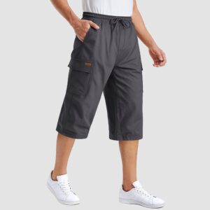 Men's Cotton Cargo Shorts - Below Knee Stretch Work Shorts