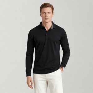 Men‘s Long Sleeve Golf Polo - Moisture Wicking Stretch Performance Shirt